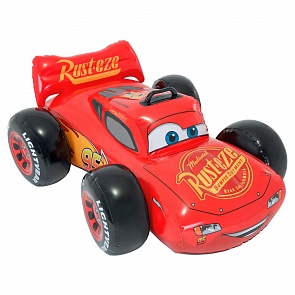 Надувная каталка машинка из серии Тачки 3 с держателями, 109 х 84 см., от 3 лет (Intex, с57516)